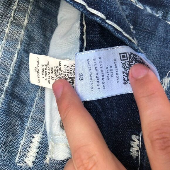 TRUE Religion Jean Shorts Size 33 RICKY SUPER T Blue - Picture 5 of 7